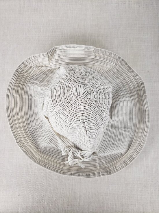 Grevi Floppy Bucket Hat Ivory Neutral Stripe Poly Cotton Packable Cloche Italy S main image 4